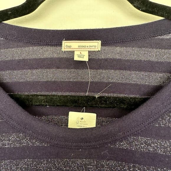 Gap Women’s Large Blue Metallic 3/4 Sleeve Top New NWT - Picture 2 of 5